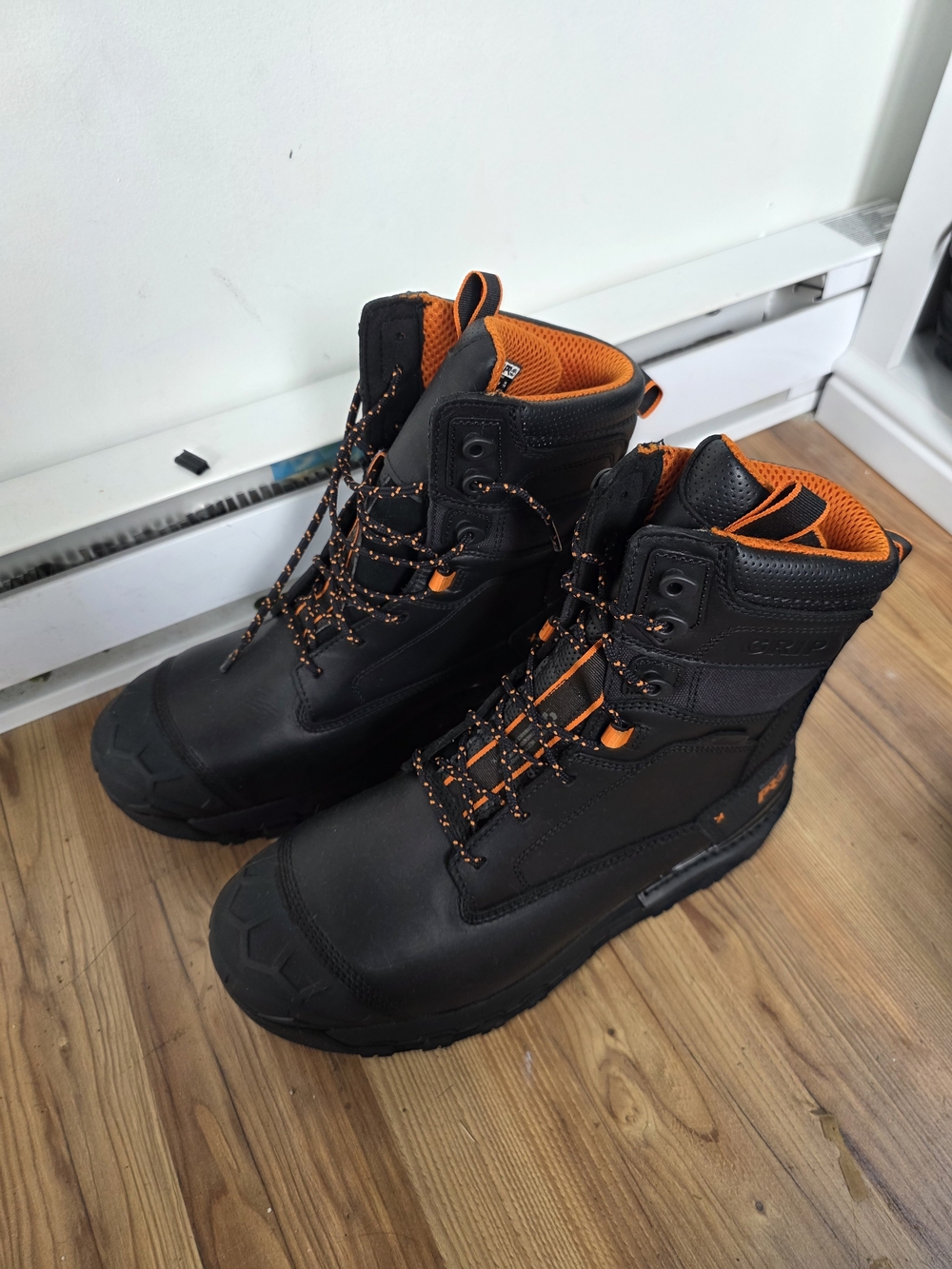 Timberland PRO Black Work Boots with Orange Lining